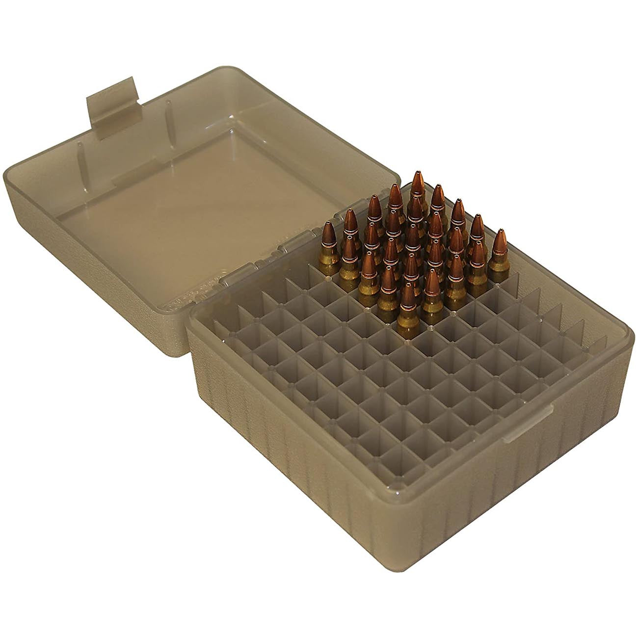 Mtm Ammo Box 100 Round Flip-top 223 204 Ruger 6x47 Clear Smoke