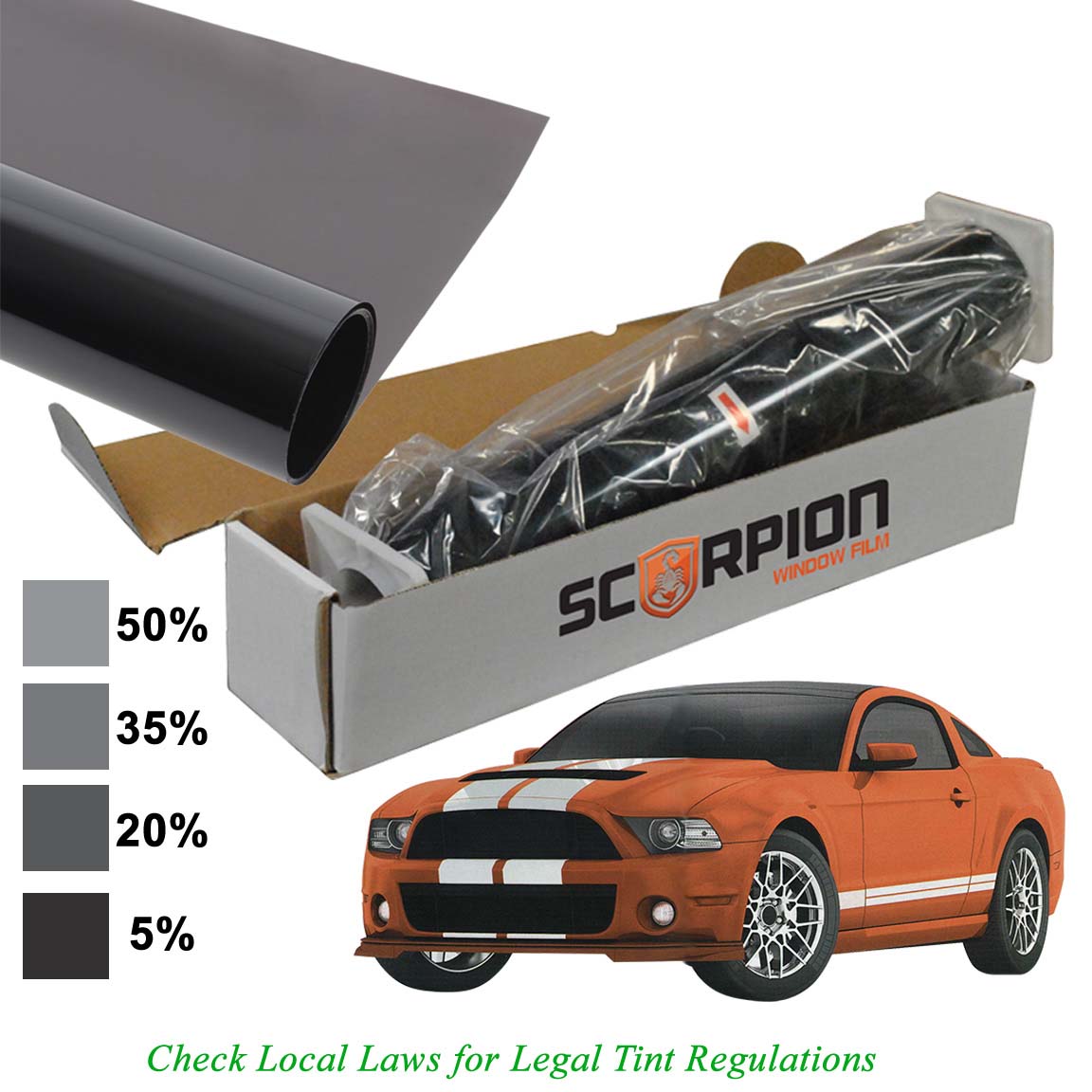 Scorpion Window Tint Sahara Series 1 Ply 35% 20"x 100' Roll Extruded Dye 4 Year Warranty