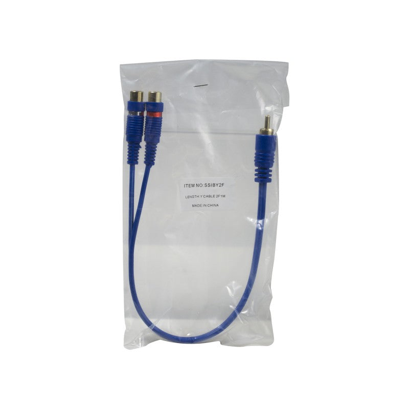 Stinger Rca Y 2f-1m Blue Interconnect (6")