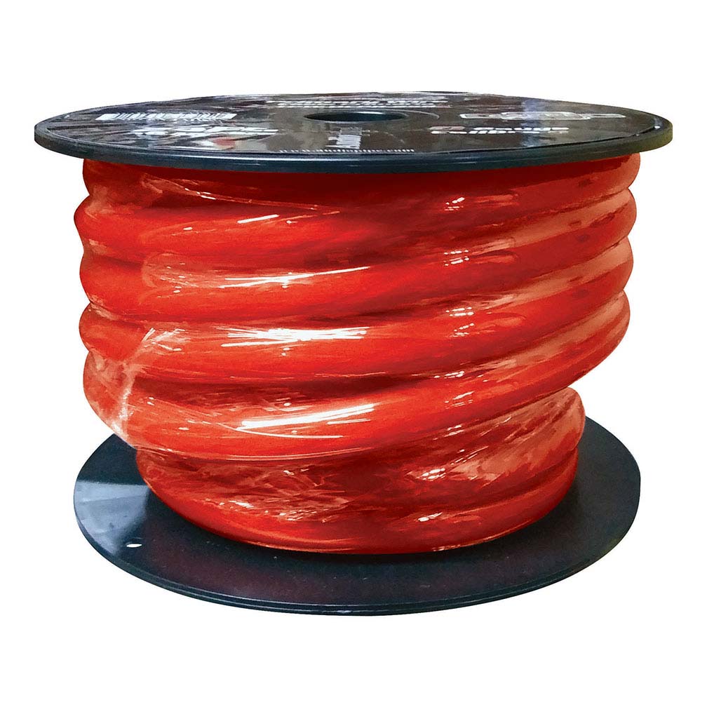 Audiopipe 0 Gauge 100% Copper Series Power Wire - 25 Foot Roll - Red Pvc Outer-jacket