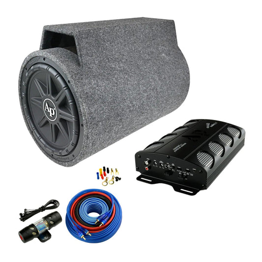 Audiopipe 12" Single Vented Loaded Tube 1000 Watt Super Bass Combo Package