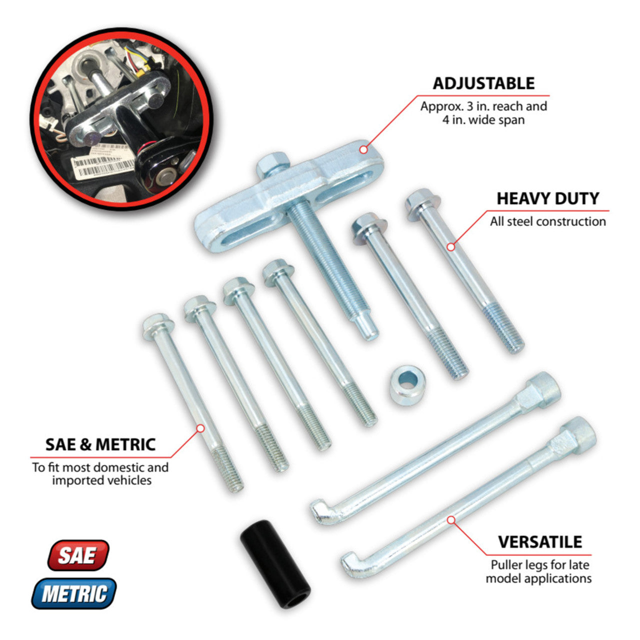 Performance Tool Steering Wheel Remover Tool Set