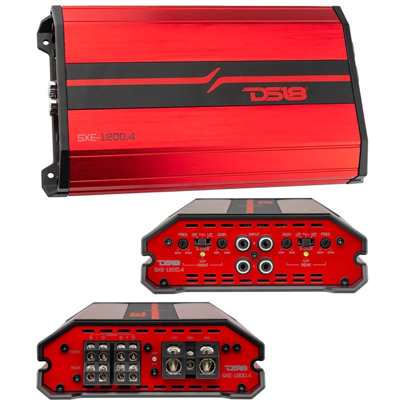 DS18 4 Channel Amplifier, 400W RMS/1200W MAX – Red