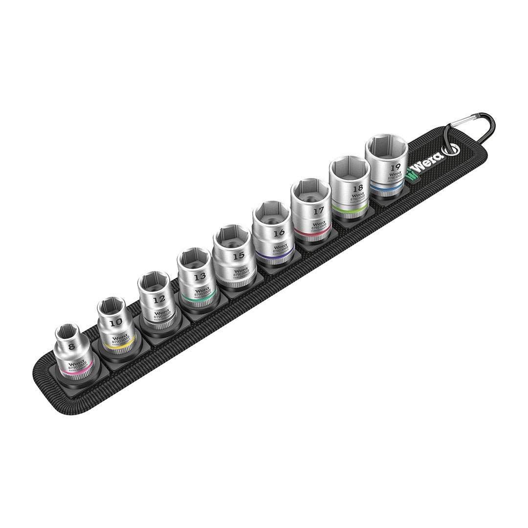 Wera Metric Socket Set On Storage Belt - 3/8" Drive (9 Piece Set)