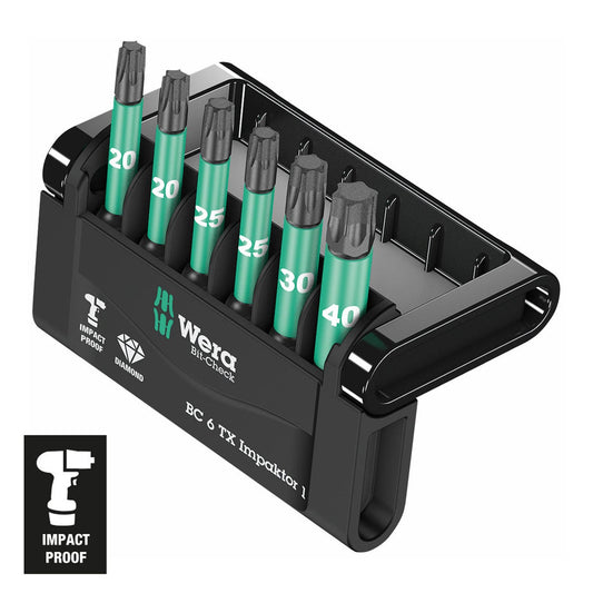 Wera 1/4″ Drive Torx Impact Bit Set And Carrying Case (6 Piece)