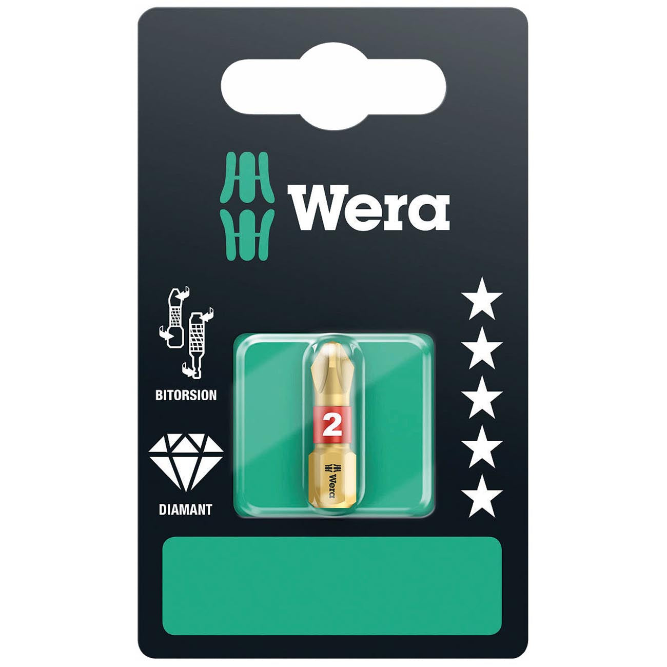 Wera Diamond Coated Phillips Bit - Ph# 2 X 25mm