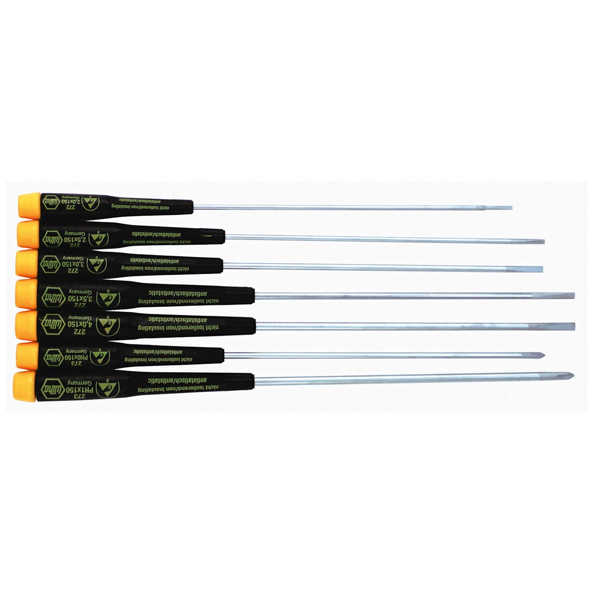 Wiha Esd Safe Precision Extra Long Screwdriver Set (7 Piece Set)