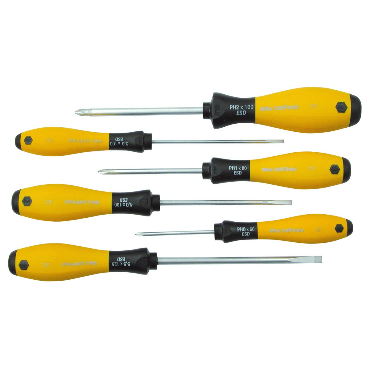 Wiha Esd Safe Softfinish Slotted/phillips Screwdriver (6 Piece Set)