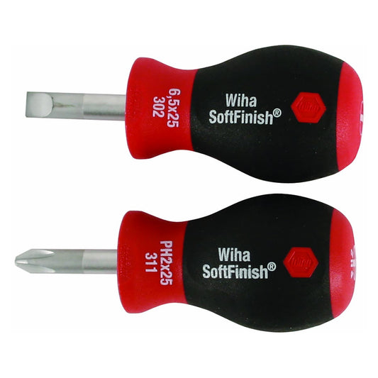 Wiha Softfinish Stubby Slotted And Phillips Screwdriver Set (2 Piece Set)