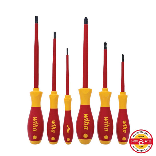 Wiha Insulated Softfinish Slotted And Phillips Screwdriver Set - 6 Piece Set