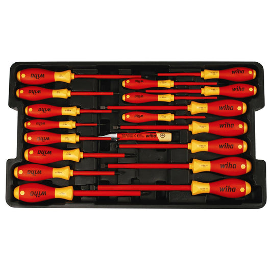 Wiha Insulated Softfinish Screwdriver Cat Iii Voltage Detector Set Toolbox Tray - 19 Piece Set