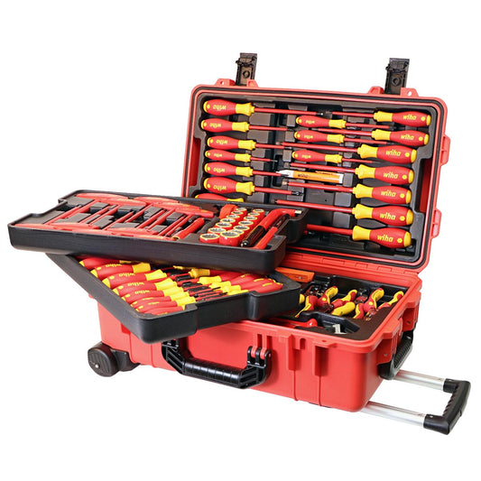 Wiha Master Electricians Insulated Tools Set In Rolling Hard Case - 80 Piece Set