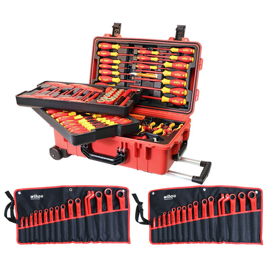 Wiha Master Electricians Insulated Tools Set In Rolling Hard Case - 112 Piece Set