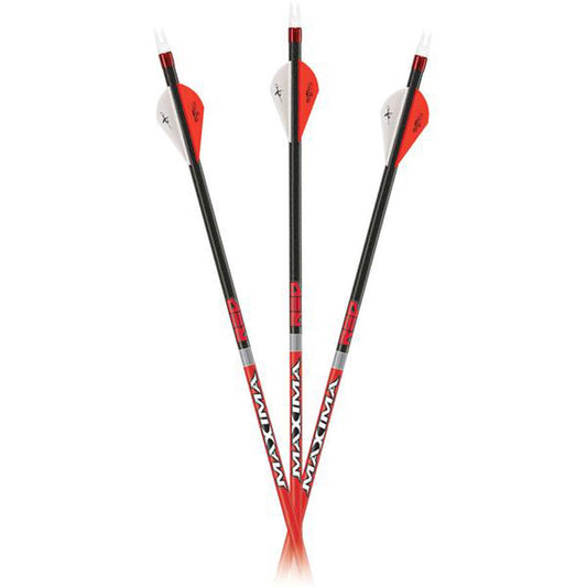 Carbon Express Maxima Red 32" Arrow Shafts With Q2i Rapt-x 2” Vanes (6-pack)