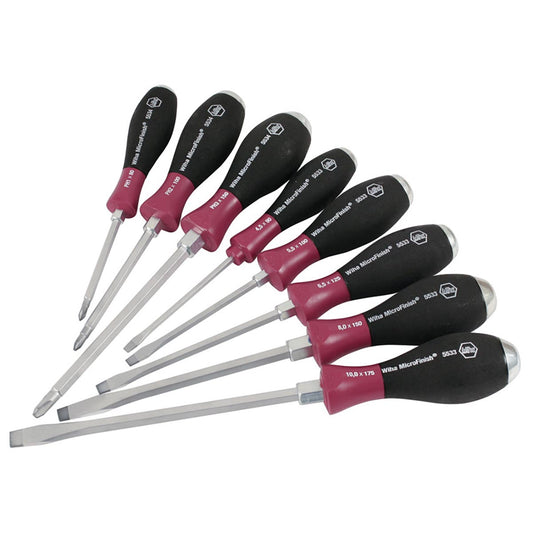 Wiha Microfinish Extra Heavy Duty Slotted/phillips Screwdriver Set (8 Piece Set)