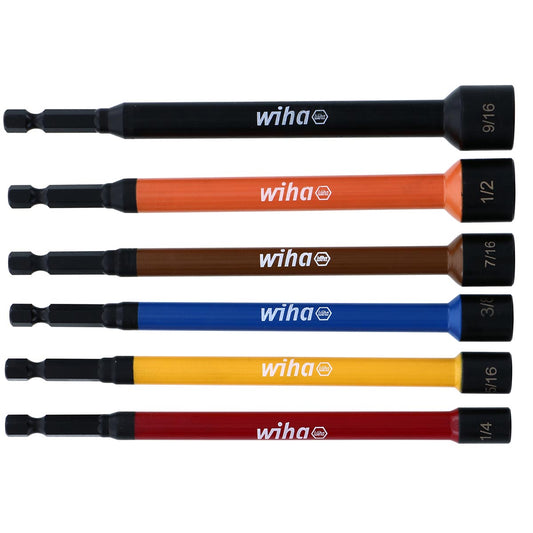 Wiha Sae Color Coded Magnetic Nut Setter Set (6 Piece Set)