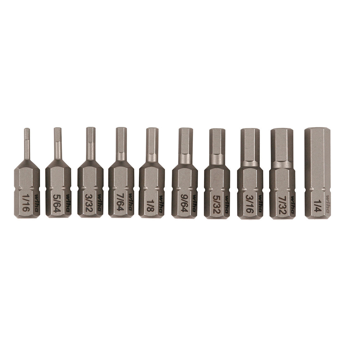 Wiha Hex Sae Bit Set (1/16" - 1/4") - 10 Piece Set