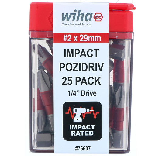 Wiha #2 Pozidriv 1-inch Terminator Impact Bits (25 Pack)