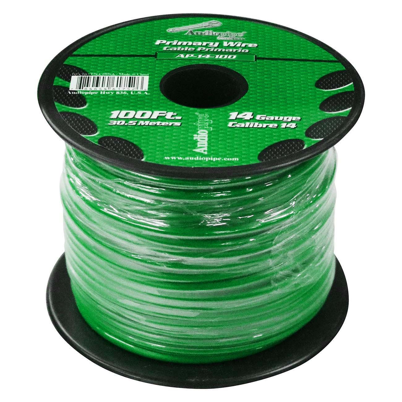 Audiopipe 14 Gauge 100ft Primary Wire Green