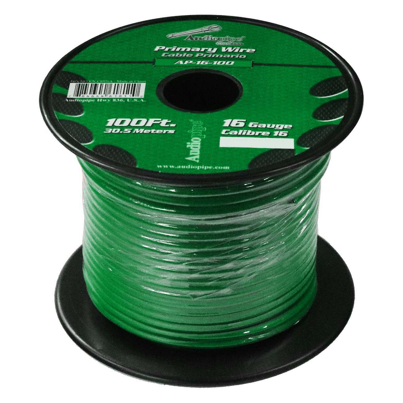 Audiopipe 16 Gauge 100ft Green Primary Wire