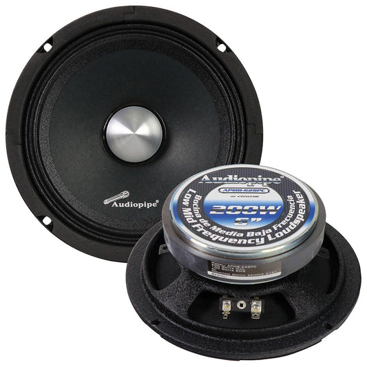 Audiopipe Low Mid Frequency Loudspeaker 6" 200w Max Each - Silver Bullet Dust Cap