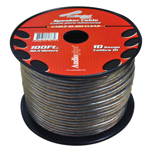 Audiopipe 10 Gauge Speaker Cable 100ft Clear