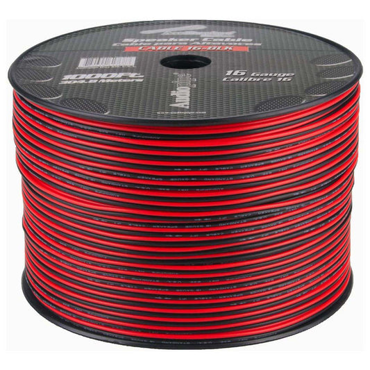 Speaker Cable 16 Ga. 1000' Audiopipe; Red + Black