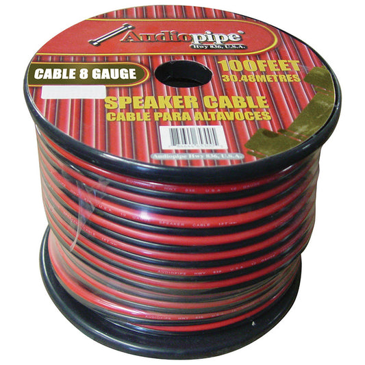 Audiopipe 8 Gauge Speaker Wire 100' Red/black