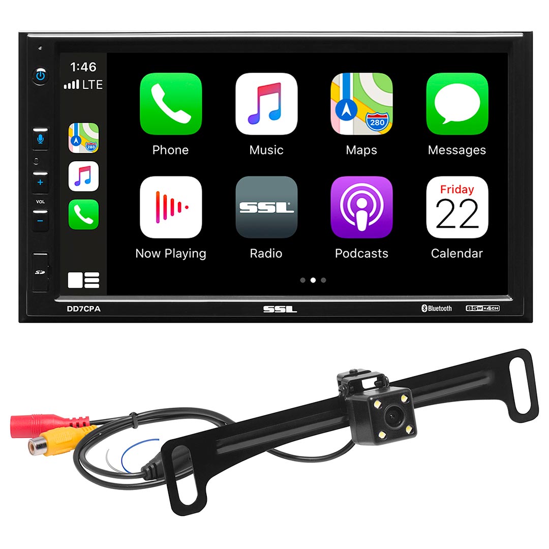 Sound Storm Double Din 7" Touchscreen Am/fm/bluetooth/carplay With Backup Camera