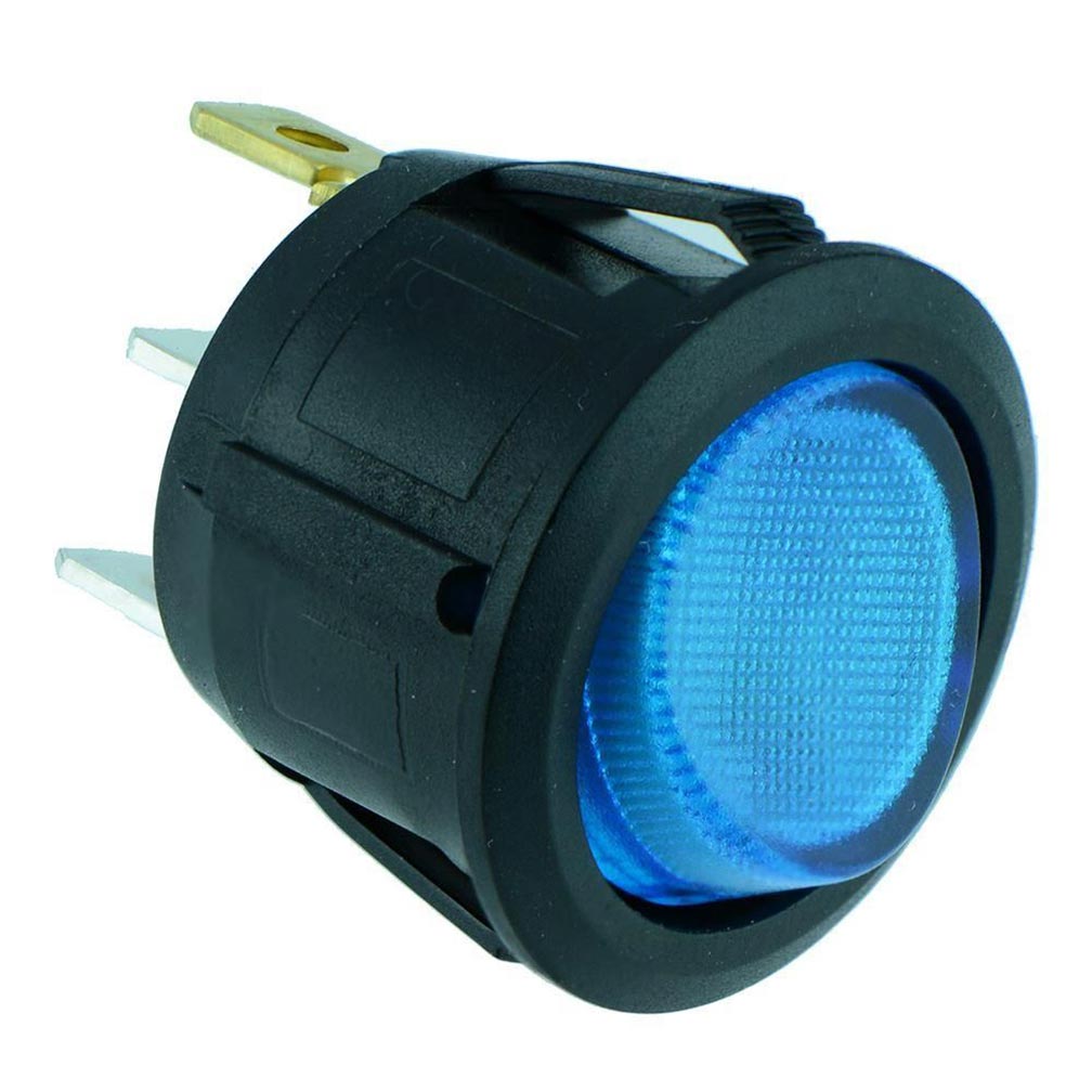 Switch Round Rocker W/blue Led10 Pack