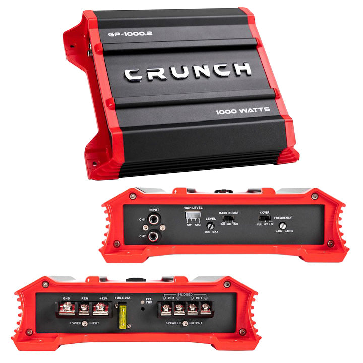 Crunch Ground Pounder 2 X 250 @ 4 Ohms 2 X 500 @ 2 Ohms 1 X 1000 Watts @ 4 Ohms Bridged