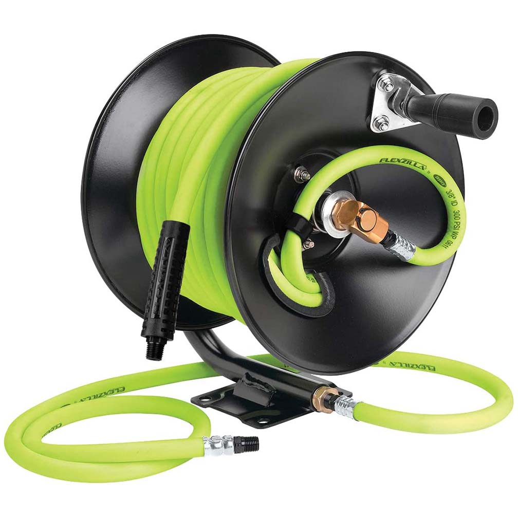 Flexzilla Manual Air Hose Reel Open Face Fixed Heavy Duty 3/8in X 50ft