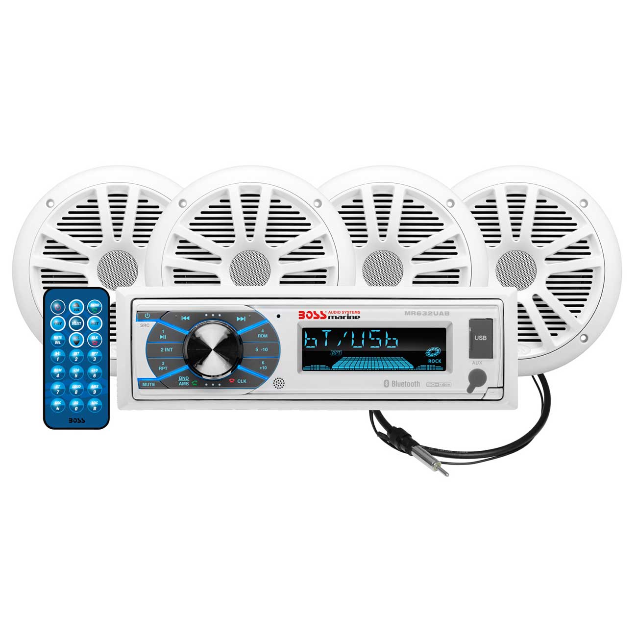 Boss Audio Marine Combo - Mechless Am/fm Digital Media Receiver With Bluetooth And (4) 6.5" Speakers