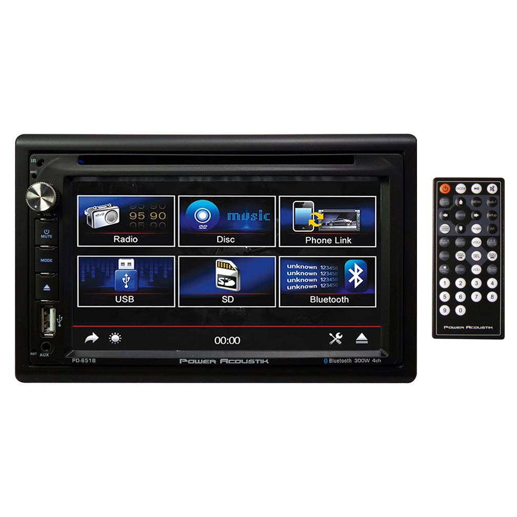 Power Acoustik Double Din Am/fm/dvd/bt 6.5"