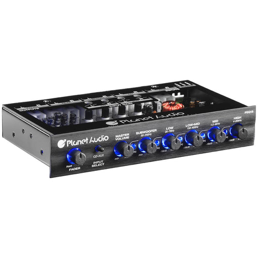 Planet 5 Band Equalizer Aux Input Master Volume Control Half Din Size Chassis