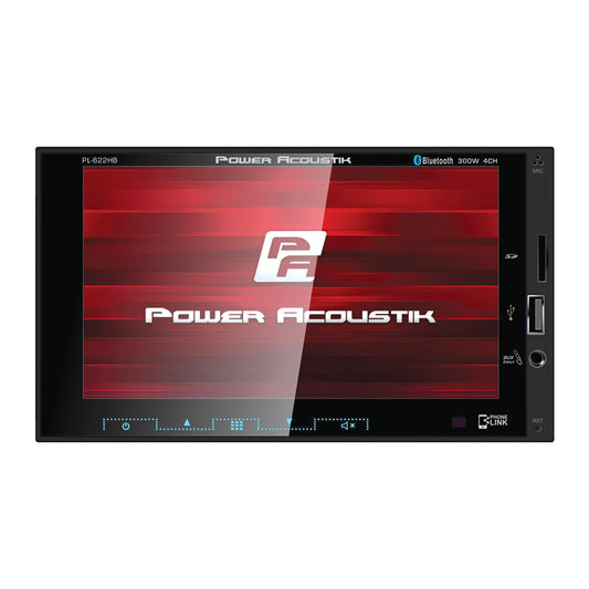 Power Acoustik 6.2” Double Din Mechless Fixed Face Receiver With Phonelink Bluetooth