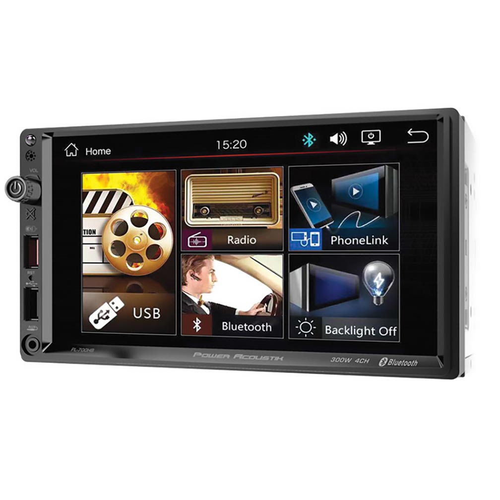 Power Acoustik 7" Double Din Mechless Multimedia Fixed Face Receiver With Bluetooth & Android Phonel