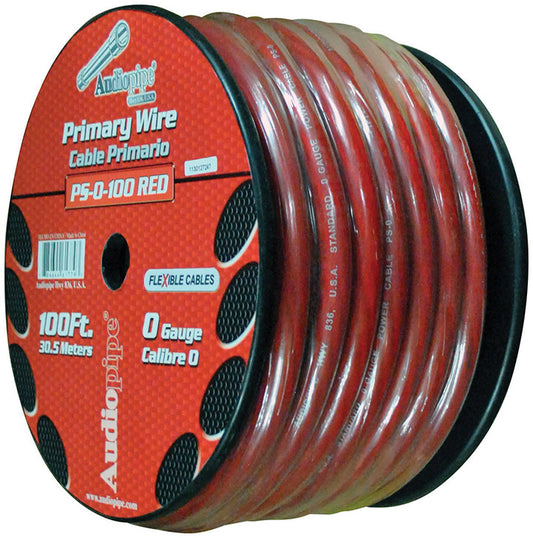 Audiopipe Flexible Power Cable 0 Ga. 100 Ft. Red