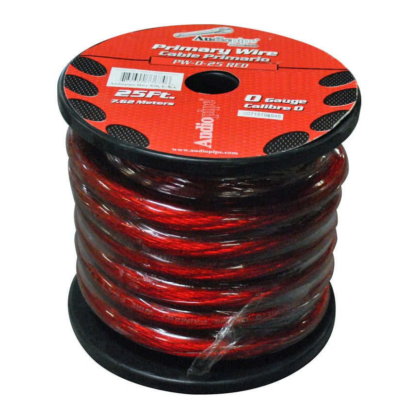 Power Wire Audiopipe 0ga. 25' Red