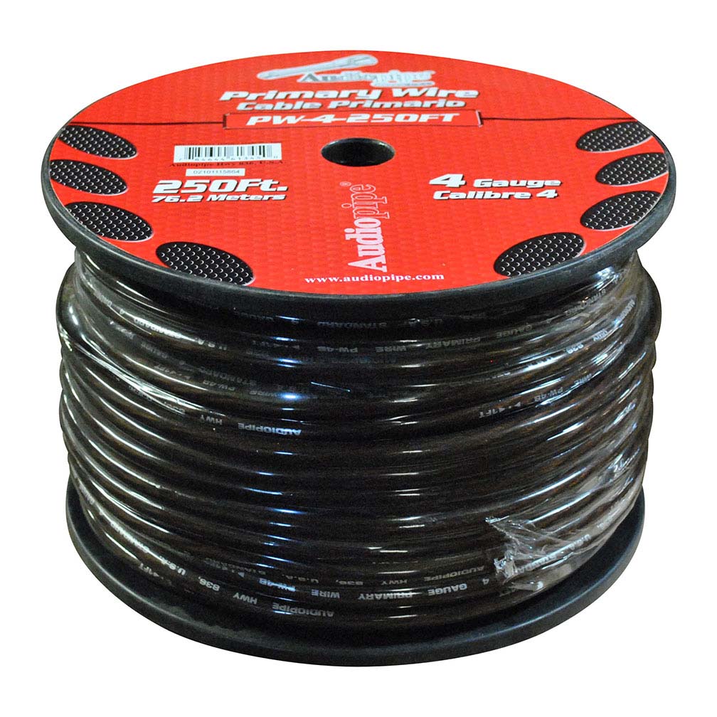 Power Wire Audiopipe 4ga 250' Black