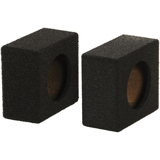 Qpower Empty 6.5" Square Speaker Enclosure Pair Qbomb (spray On Black Bedliner Coating)