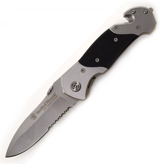 Smith & Wesson 1st Response Swfrs Liner Lock Folding Knife Partially Serrated Drop Point Blade