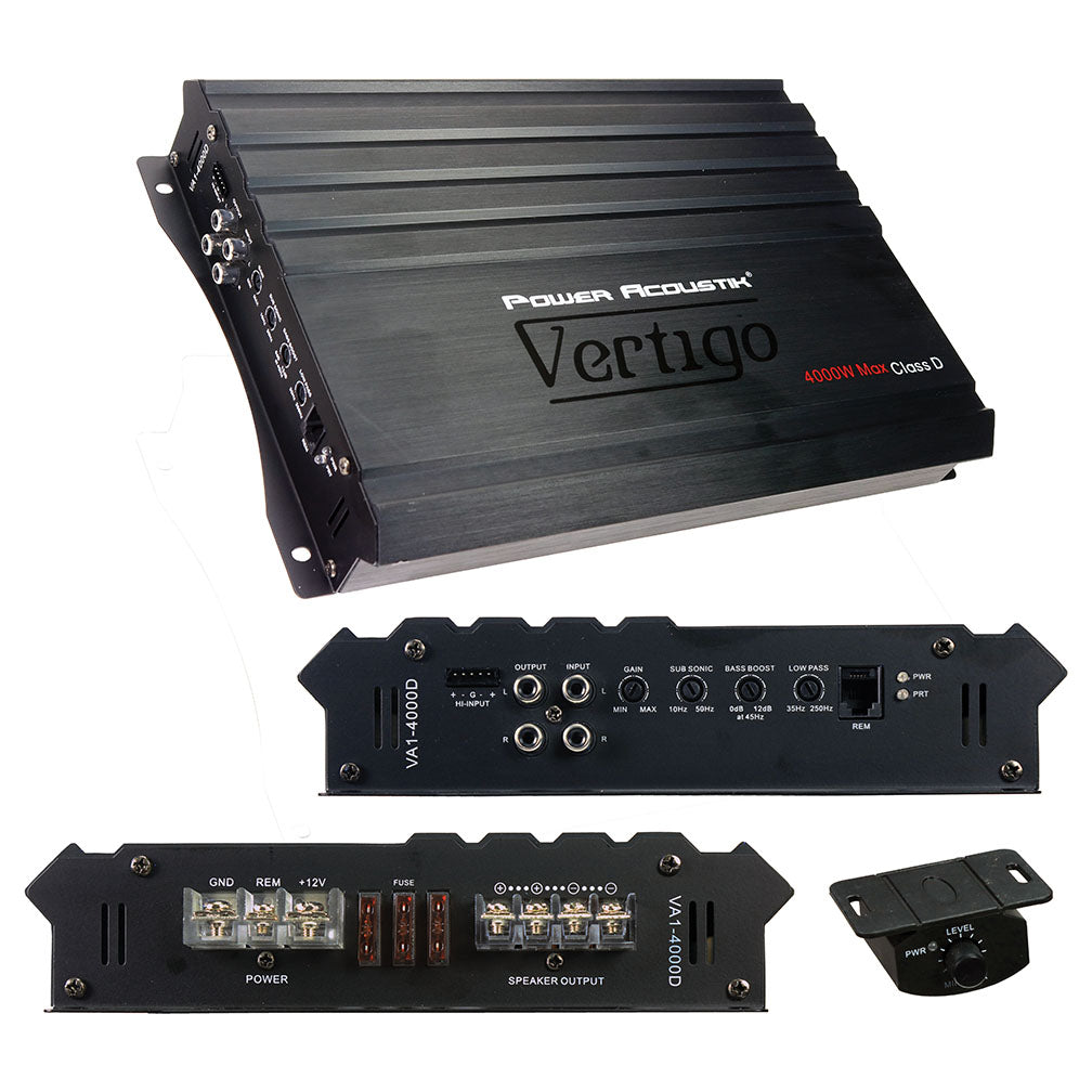 Power Acoustik Vertigo Series Monoblock Amplifier 4000w Max