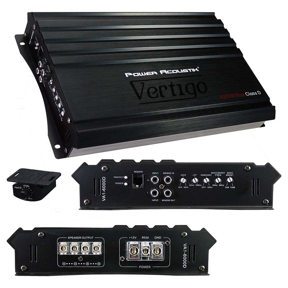 Power Acoustik Vertigo Series Monoblock Amplifier 6000w Max